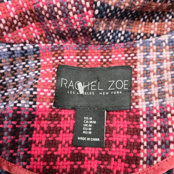Rachel Zoe Plaid Tweed Wool Blend One Button Unlined Coat medium Oversized - Picture 7 of 8